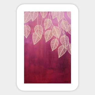 Magenta Garden - watercolor & ink leaves Sticker